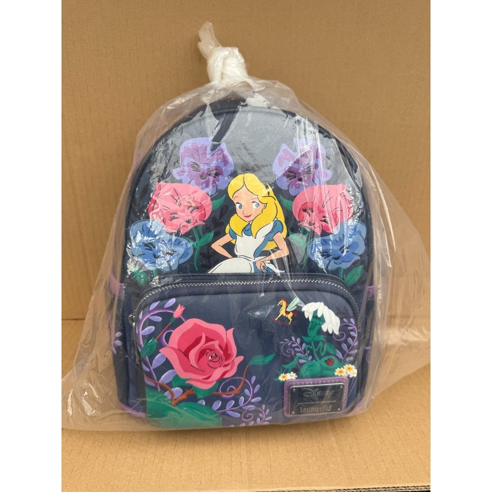 Disney Loungefly Alice in Wonderland Flowers Mini Backpack NWT Exclusive‎